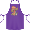 A Snail Playing the Banjo Under a Mushroom Cotton Apron 100% Organic Purple
