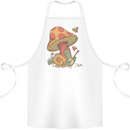 A Snail Playing the Banjo Under a Mushroom Cotton Apron 100% Organic White