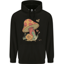 A Snail Playing the Banjo Under a Mushroom Mens 80% Cotton Hoodie Black