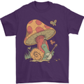 A Snail Playing the Banjo Under a Mushroom Mens T-Shirt Cotton Gildan Purple