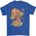 A Snail Playing the Banjo Under a Mushroom Mens T-Shirt Cotton Gildan Royal Blue