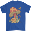 A Snail Playing the Banjo Under a Mushroom Mens T-Shirt Cotton Gildan Royal Blue