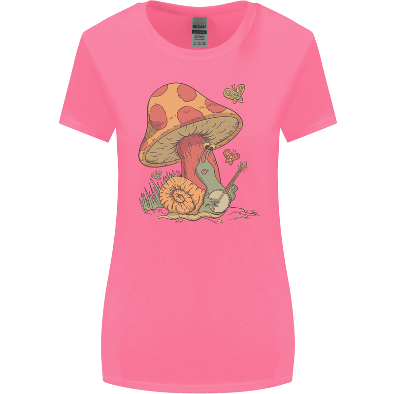 A Snail Playing the Banjo Under a Mushroom Womens Wider Cut T-Shirt Azalea