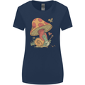 A Snail Playing the Banjo Under a Mushroom Womens Wider Cut T-Shirt Navy Blue