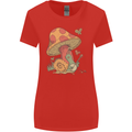 A Snail Playing the Banjo Under a Mushroom Womens Wider Cut T-Shirt Red