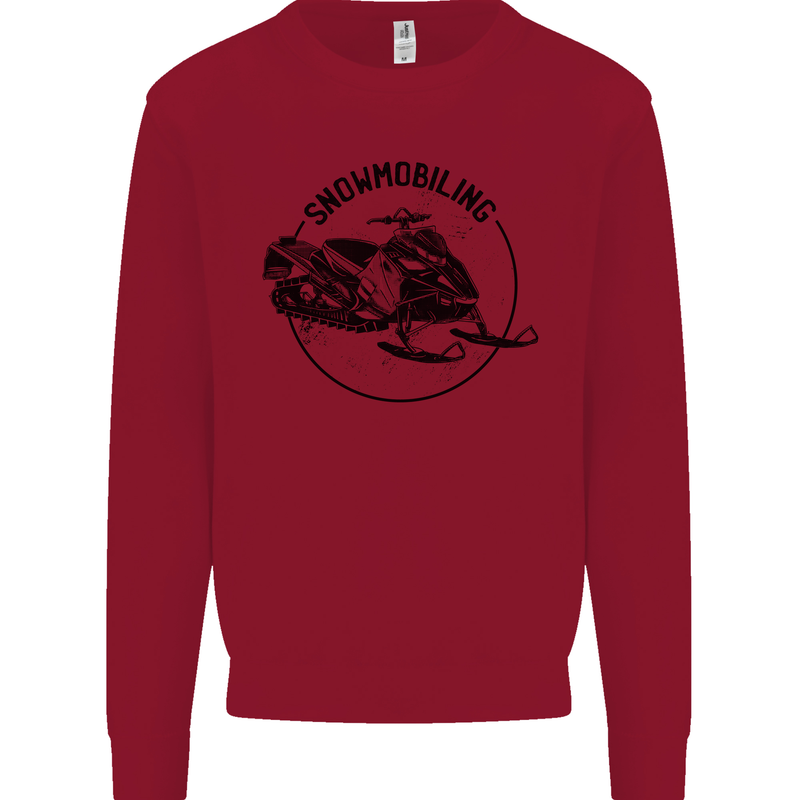 A Snowmobile Winter Sports Kids Sweatshirt Jumper Red