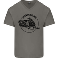 A Snowmobile Winter Sports Mens V-Neck Cotton T-Shirt Charcoal