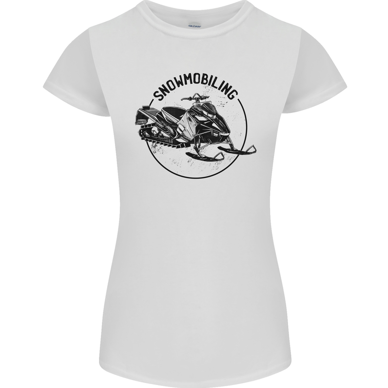 A Snowmobile Winter Sports Womens Petite Cut T-Shirt White