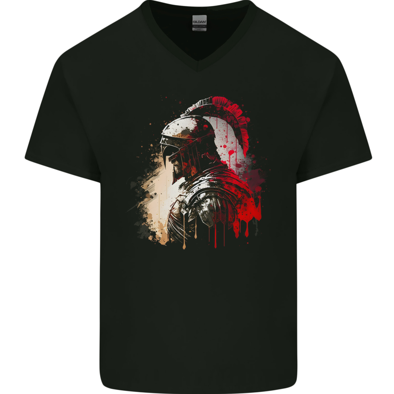 A Spartan Gladiator Bodybuilding MMA Mens V-Neck Cotton T-Shirt Black