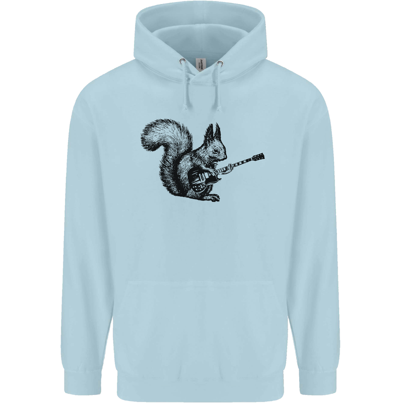 A Squirrel Playing the Guitar Childrens Kids Hoodie Light Blue