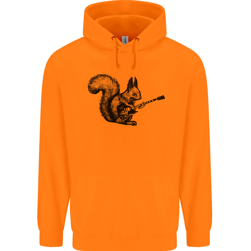 A Squirrel Playing the Guitar Childrens Kids Hoodie Orange