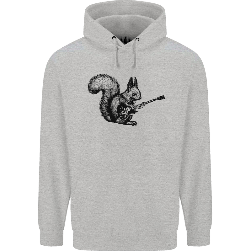 A Squirrel Playing the Guitar Childrens Kids Hoodie Sports Grey