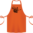 A Squirrel Playing the Guitar Cotton Apron 100% Organic Orange