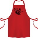 A Squirrel Playing the Guitar Cotton Apron 100% Organic Red