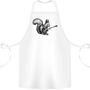A Squirrel Playing the Guitar Cotton Apron 100% Organic White
