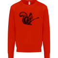 A Squirrel Playing the Guitar Kids Sweatshirt Jumper Bright Red