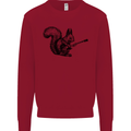 A Squirrel Playing the Guitar Kids Sweatshirt Jumper Red