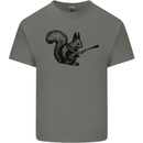 A Squirrel Playing the Guitar Mens Cotton T-Shirt Tee Top Charcoal
