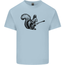 A Squirrel Playing the Guitar Mens Cotton T-Shirt Tee Top Light Blue