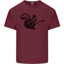 A Squirrel Playing the Guitar Mens Cotton T-Shirt Tee Top Maroon