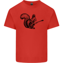 A Squirrel Playing the Guitar Mens Cotton T-Shirt Tee Top Red