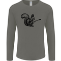 A Squirrel Playing the Guitar Mens Long Sleeve T-Shirt Charcoal