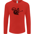 A Squirrel Playing the Guitar Mens Long Sleeve T-Shirt Red