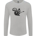 A Squirrel Playing the Guitar Mens Long Sleeve T-Shirt Sports Grey