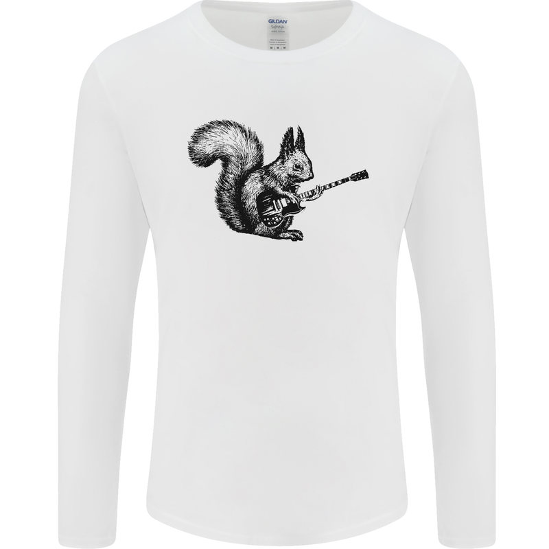 A Squirrel Playing the Guitar Mens Long Sleeve T-Shirt White