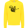 A Squirrel Playing the Guitar Mens Sweatshirt Jumper Yellow