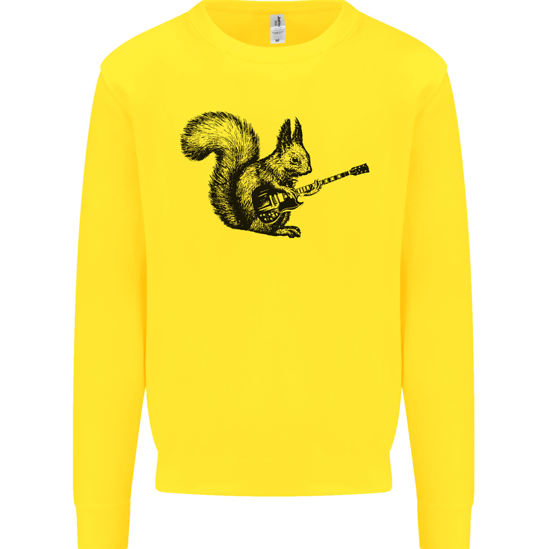 A Squirrel Playing the Guitar Mens Sweatshirt Jumper Yellow