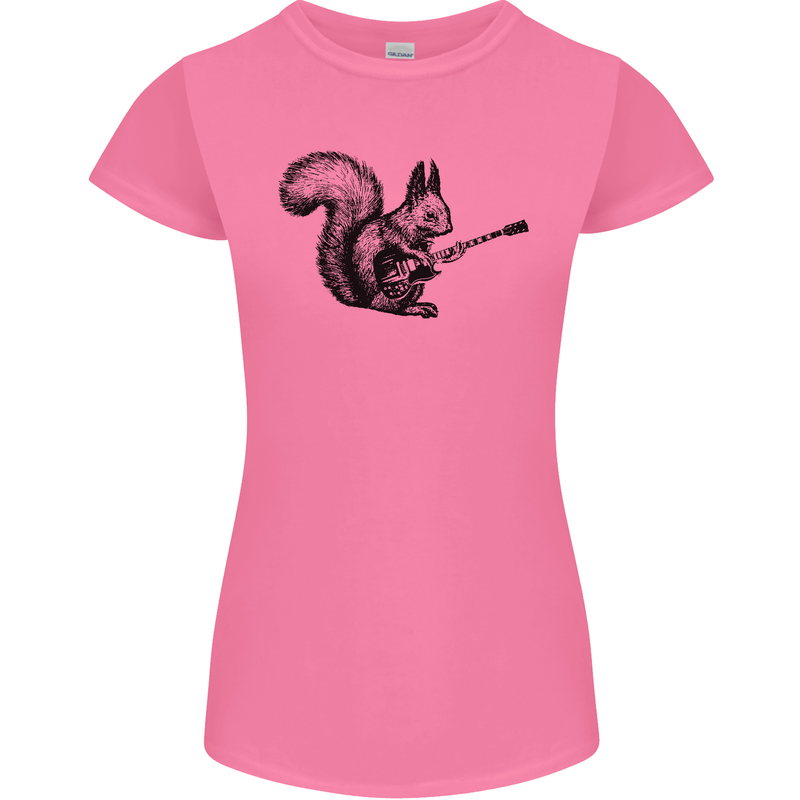 A Squirrel Playing the Guitar Womens Petite Cut T-Shirt Azalea