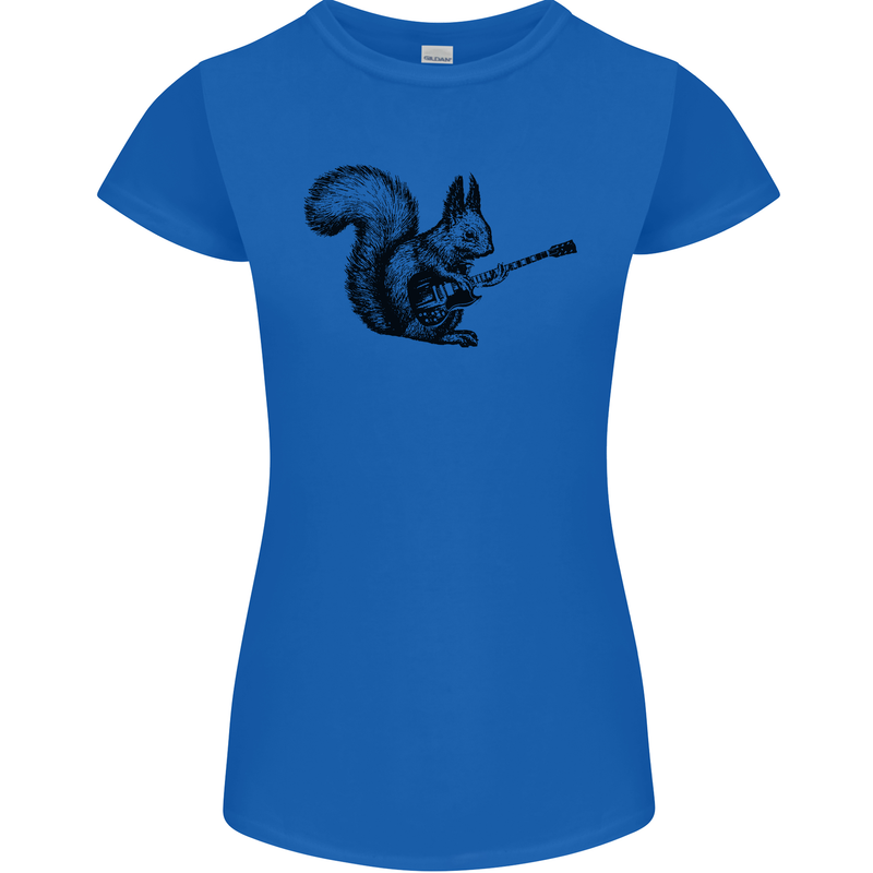 A Squirrel Playing the Guitar Womens Petite Cut T-Shirt Royal Blue