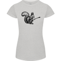 A Squirrel Playing the Guitar Womens Petite Cut T-Shirt Sports Grey