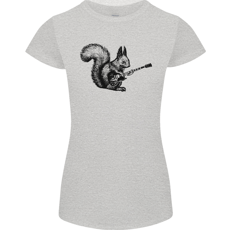 A Squirrel Playing the Guitar Womens Petite Cut T-Shirt Sports Grey