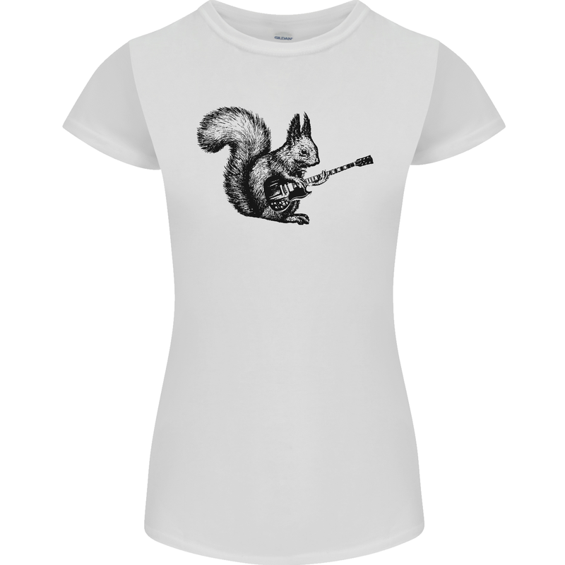 A Squirrel Playing the Guitar Womens Petite Cut T-Shirt White