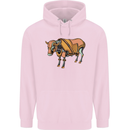 A Steampunk Bull Childrens Kids Hoodie Light Pink
