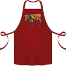 A Steampunk Bull Cotton Apron 100% Organic Maroon