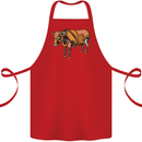 A Steampunk Bull Cotton Apron 100% Organic Red