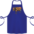 A Steampunk Bull Cotton Apron 100% Organic Royal Blue