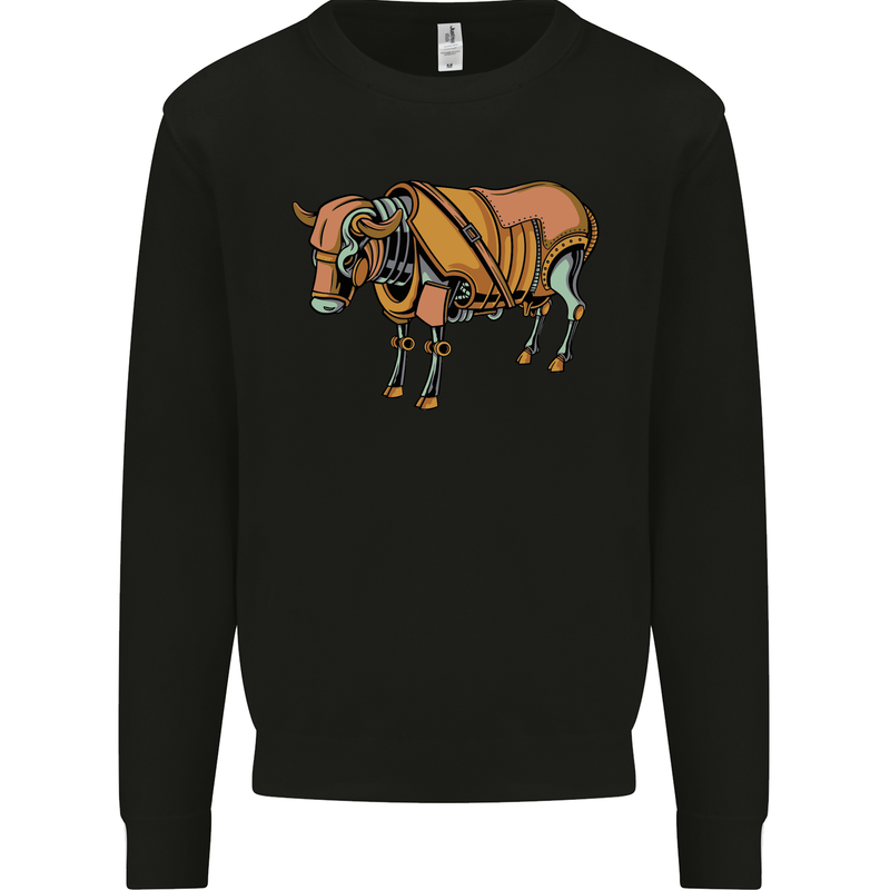 A Steampunk Bull Kids Sweatshirt Jumper Black