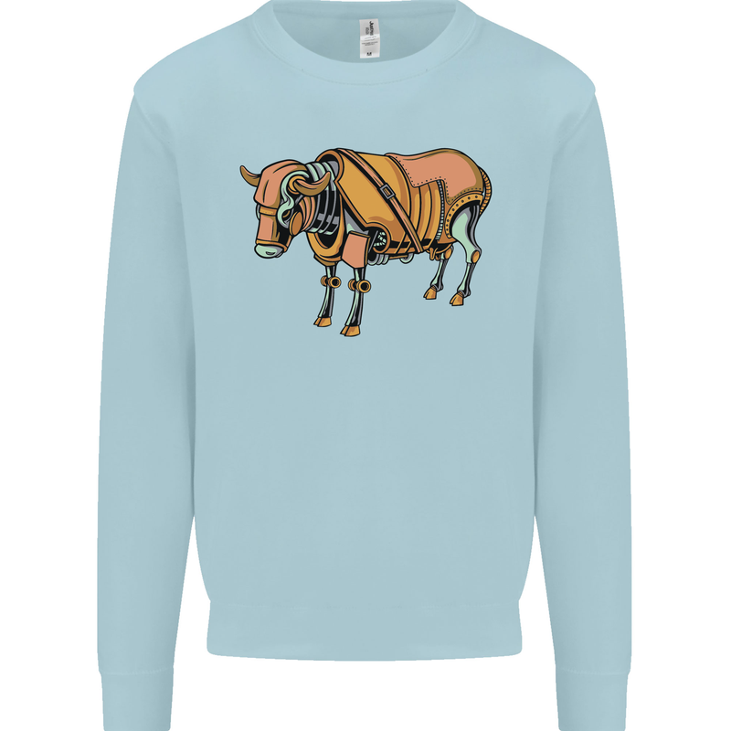 A Steampunk Bull Kids Sweatshirt Jumper Light Blue