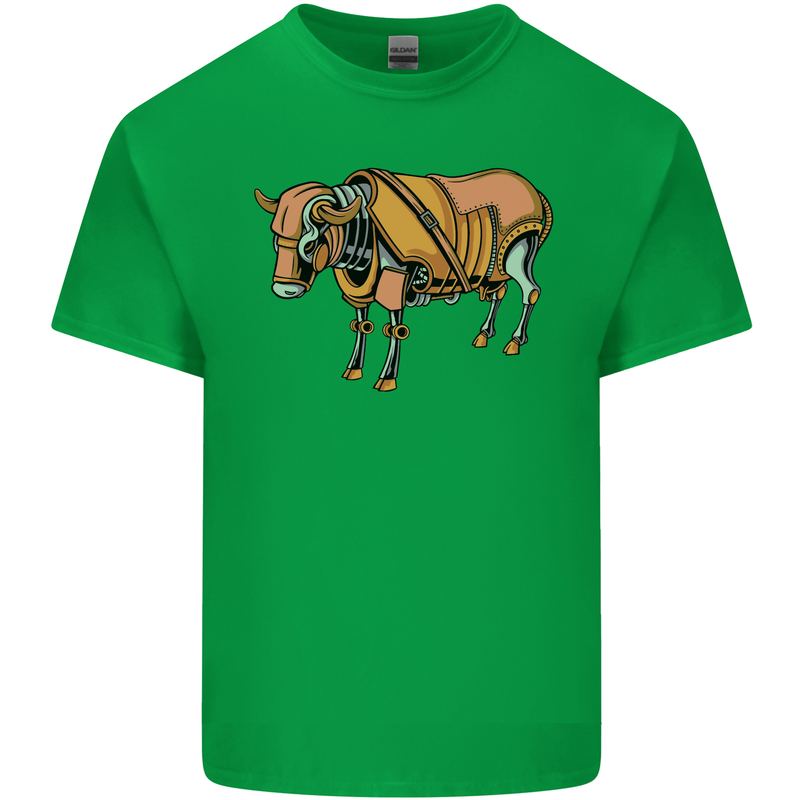 A Steampunk Bull Kids T-Shirt Childrens Irish Green