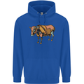 A Steampunk Bull Mens 80% Cotton Hoodie Royal Blue