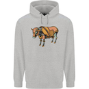 A Steampunk Bull Mens 80% Cotton Hoodie Sports Grey