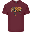 A Steampunk Bull Mens Cotton T-Shirt Tee Top Maroon