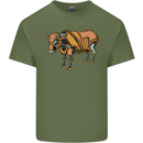 A Steampunk Bull Mens Cotton T-Shirt Tee Top Military Green