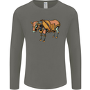 A Steampunk Bull Mens Long Sleeve T-Shirt Charcoal