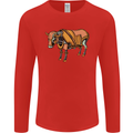 A Steampunk Bull Mens Long Sleeve T-Shirt Red