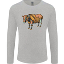 A Steampunk Bull Mens Long Sleeve T-Shirt Sports Grey